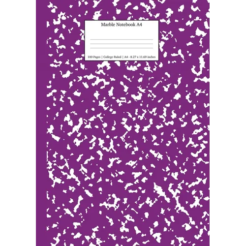 Marble Notebook A4: Purple Marble College Ruled Journal
