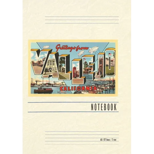 Vintage Lined Notebook Greetings from Vallejo, California