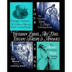 Victorian Ladies, Art Deco, Elegant Teacups and Animals: 4-in-1 Adult Coloring Book - Paperback
