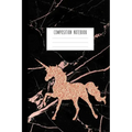 Composition Notebook: Rose Gold Unicorn and Smooth Black Marble and Rose Gold Notebook for Girls, Kids, School, Students and Teachers (Wide