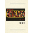 Vintage Lined Notebook Greetings from Chicago at Night - Paperback