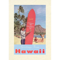 Vintage Lined Notebook Greetings from Hawaii, Long Board with Temperatures