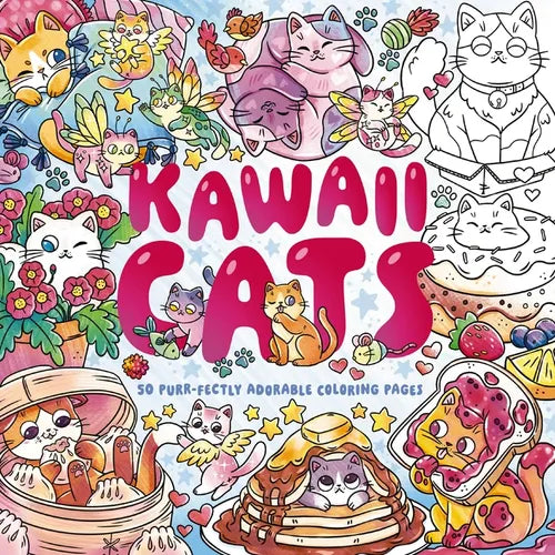 Kawaii Cats: 50 Purr-Fectly Adorable Coloring Pages - Paperback
