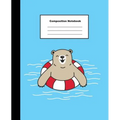 Composition Notebook: Smiling Brown Bear in Blue Swimming Pool Wide Ruled Note